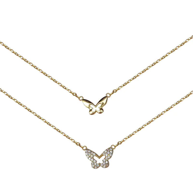 Silver Butterfly Layered Necklace for Friends