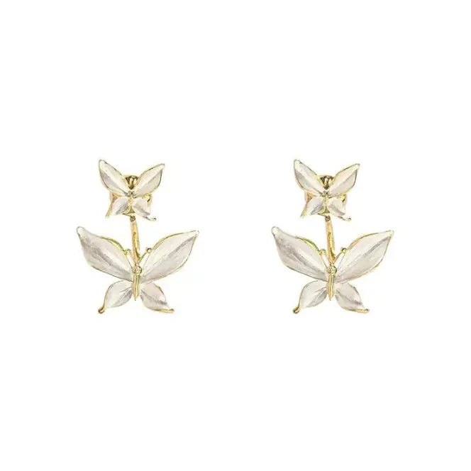 Silver Needle Butterfly Earrings for Women