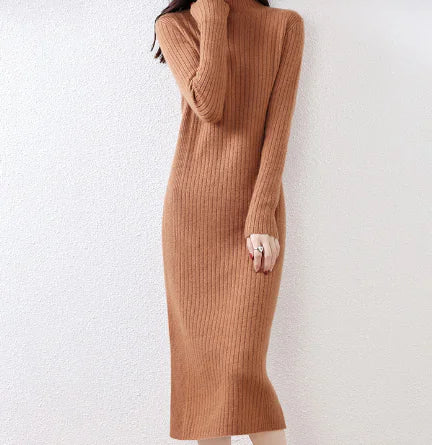 Knee-Length Fitted Cashmere Sweater Dress for Women