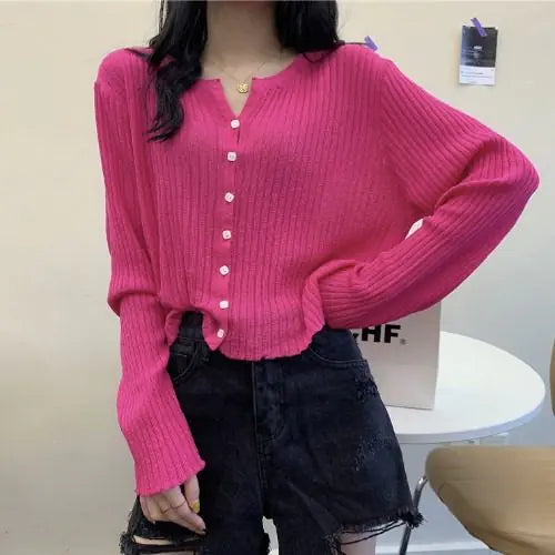 V-Neck Loose Knit Sun Protection Cardigan