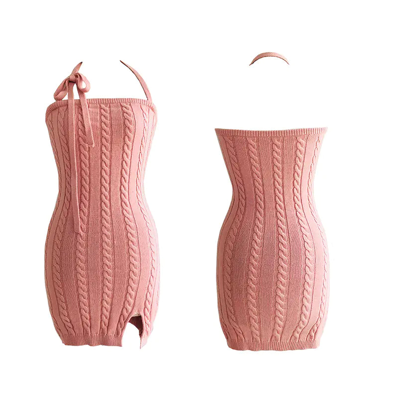 HeartDrugs Winter Soft Salmon Color Knit Dress Top