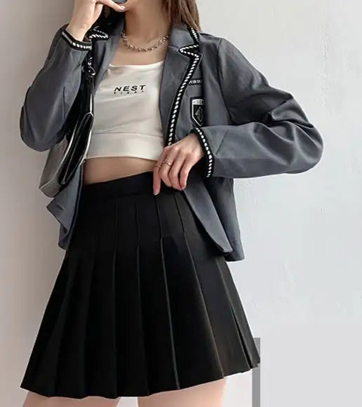 Japanese High Waist Pleated Women's Summer Skirt