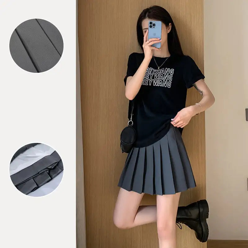 Japanese High Waist Pleated Women's Summer Skirt