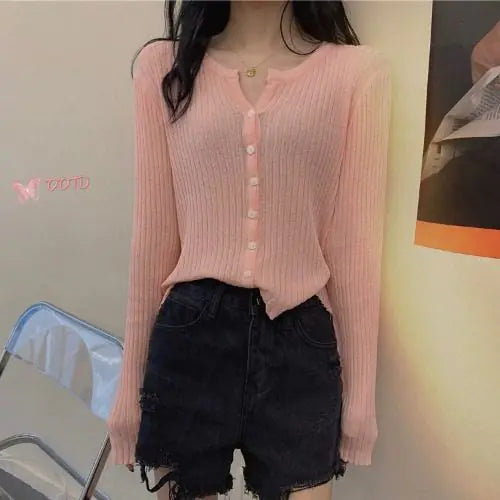 V-Neck Loose Knit Sun Protection Cardigan