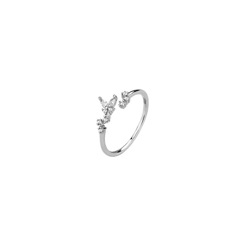 Silver Butterfly Leaf Ring
