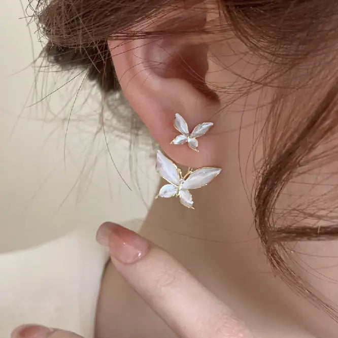 Silver Needle Butterfly Earrings for Women