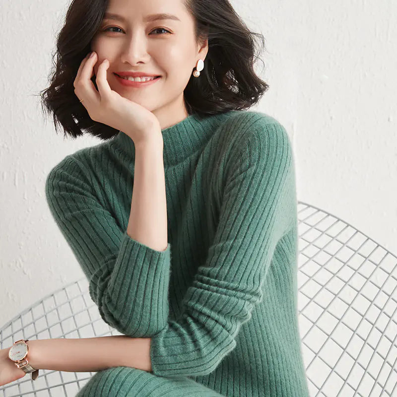 Knee-Length Fitted Cashmere Sweater Dress for Women