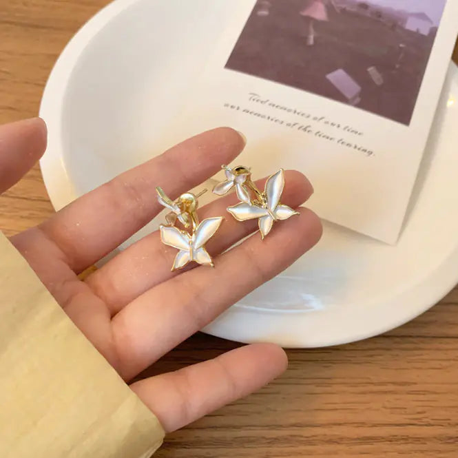 Silver Needle Butterfly Earrings for Women