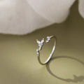 Silver Butterfly Leaf Ring