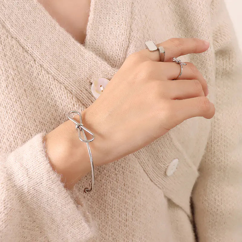Pastoral Style Minimalist Bowknot Bracelet and Ring