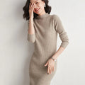 Knee-Length Fitted Cashmere Sweater Dress for Women